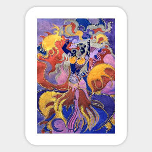 Dancing Rainbow Mermaid Painting Sticker